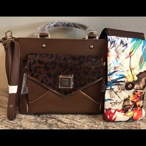 SHARIF Genuine Leather Cheetah Print Satchel-NWOT